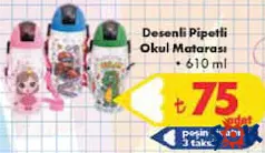 DESENLİ PİPETLİ OKUL MATARASI 610 ML indirimli fiyat DESENLİ PİPETLİ OKUL MATARASI 610 ML fiyat ve kampanya bilgisi